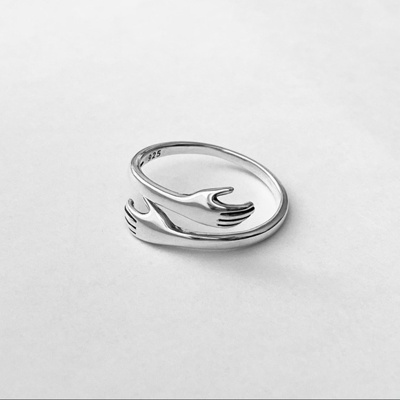 Sterling Silver Hugging Hands Ring, Claddagh Rings, Love Jewelry, Hand Hugs - Picture 6 of 13